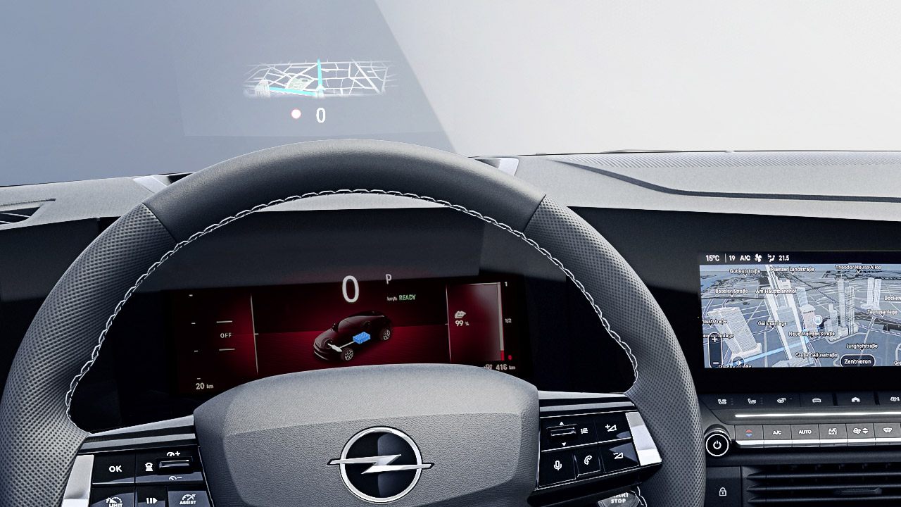Opel Astra Electric - Bezpečnost a asistenční systémy - Vylepšený head-up displej Opel Astra Electric